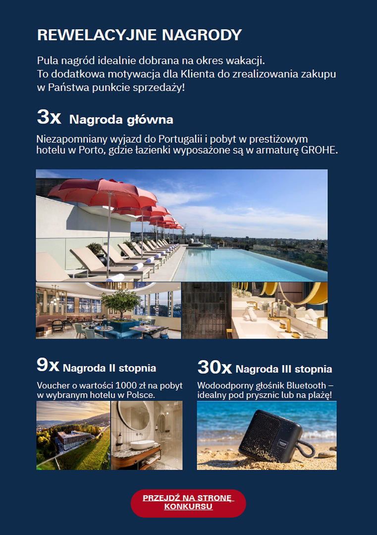 Grohe Konkurs wygraj wakacje w swoim rytmie - nagrody